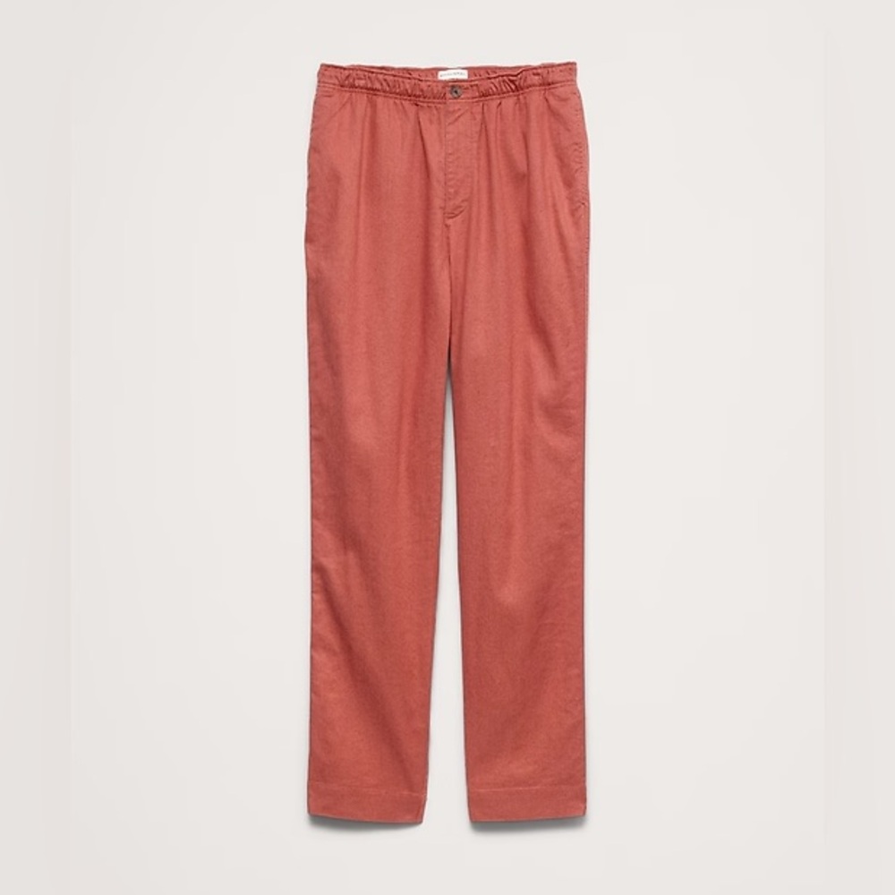 NWT! Banana Republic Straight Italian Linen-Cotton Pull-On Pant - Size XL 🖤